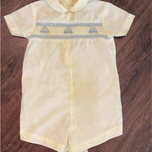 Yellow Baby Romper with Blue Accents